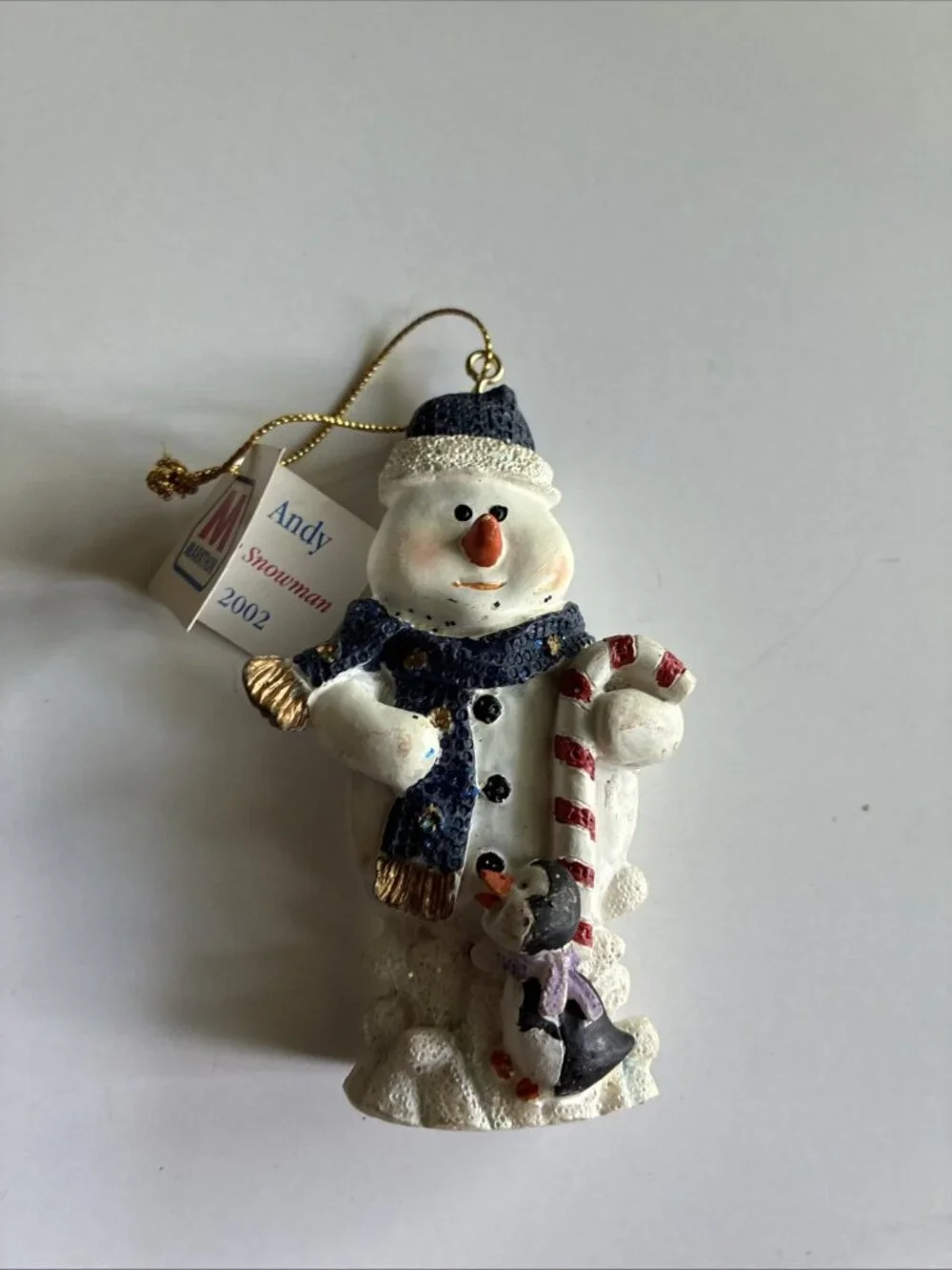 Vintage Marathon Andy The Snowman 2002 Christmas Ornament Penguin Holiday